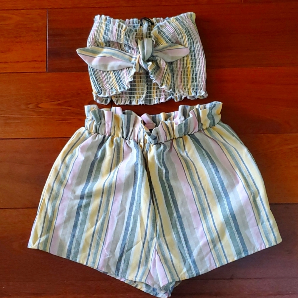 Strapless top and short set